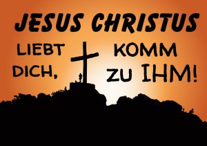 100 Aufkleber Jesus Christus liebt dich (orange)